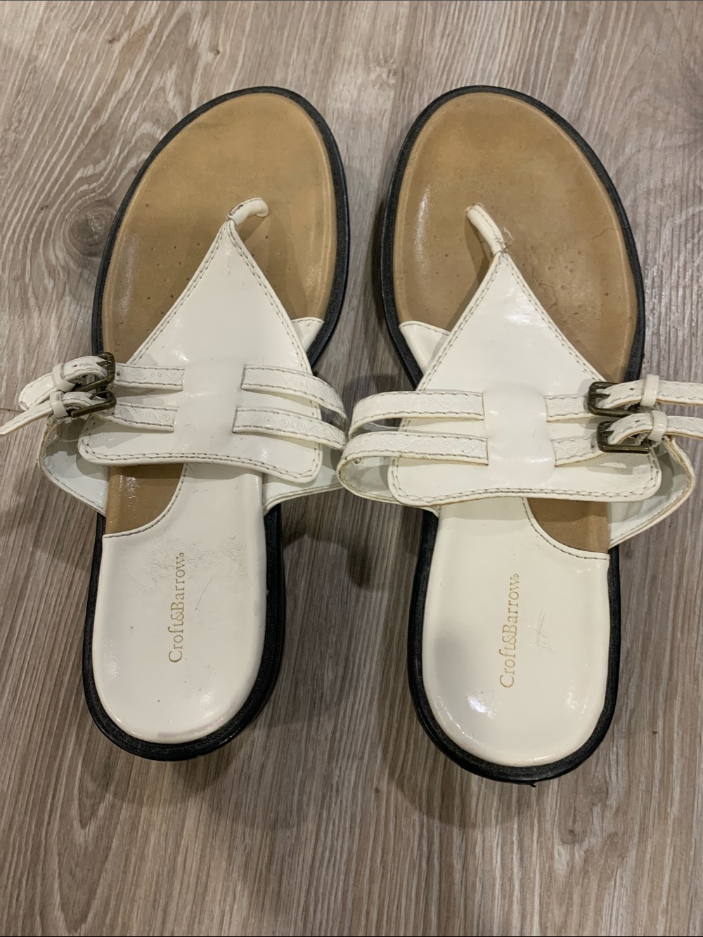 croft & barrow White Leather Double-Strap Thong Sandals